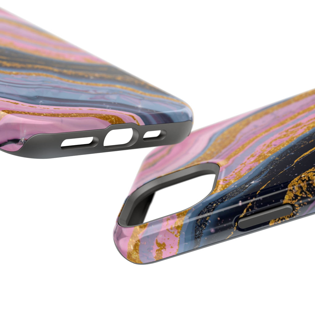 Marbled Pink & Gold Magnetic Phone Case — Impact-Resistant Protective Cover