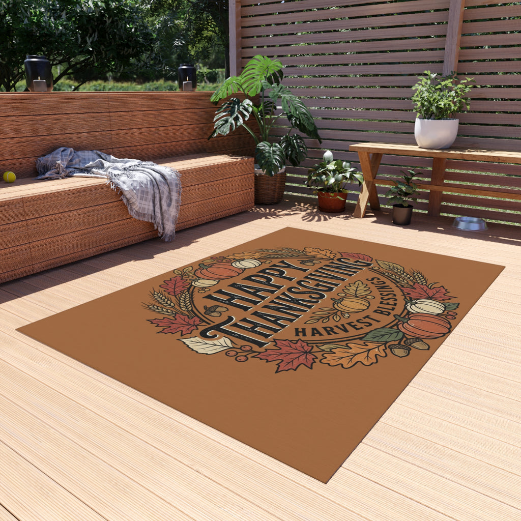 Happy Thanksgiving Outdoor Rug — Harvest Blessings Fall Doormat