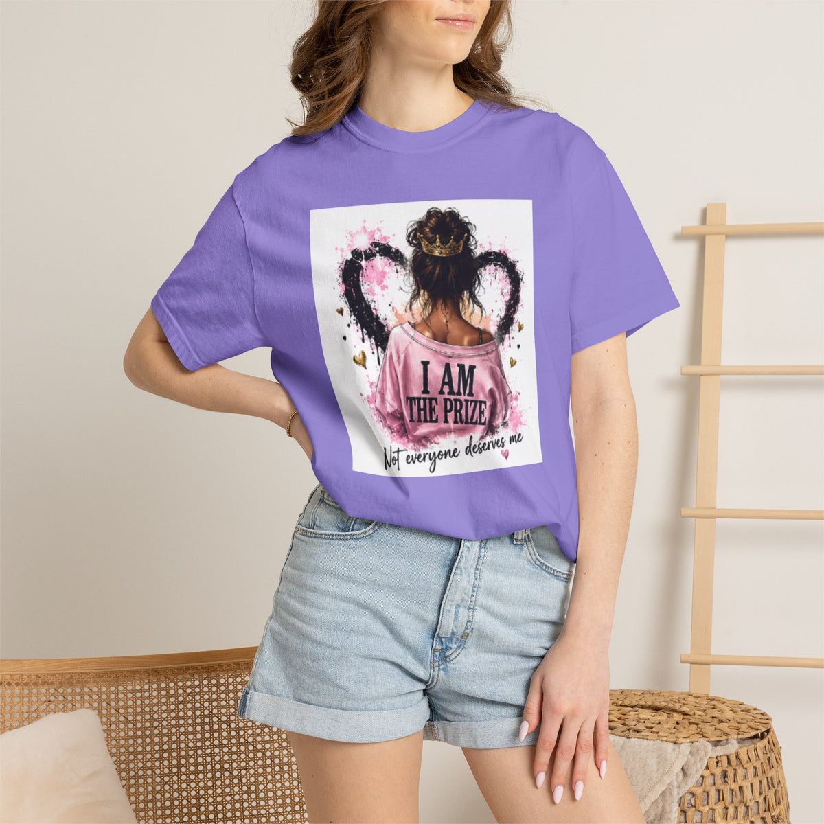 I Am The Prize T-Shirt — Self-Love Graphic Tee with Angel Wings