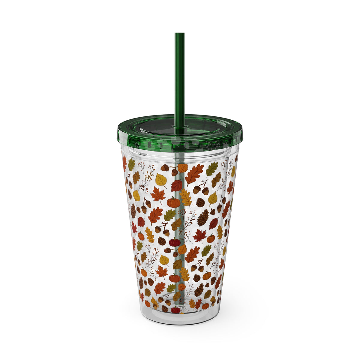 Autumn Leaves 16oz Tumbler with Straw – Fall Floral Insulated Cup