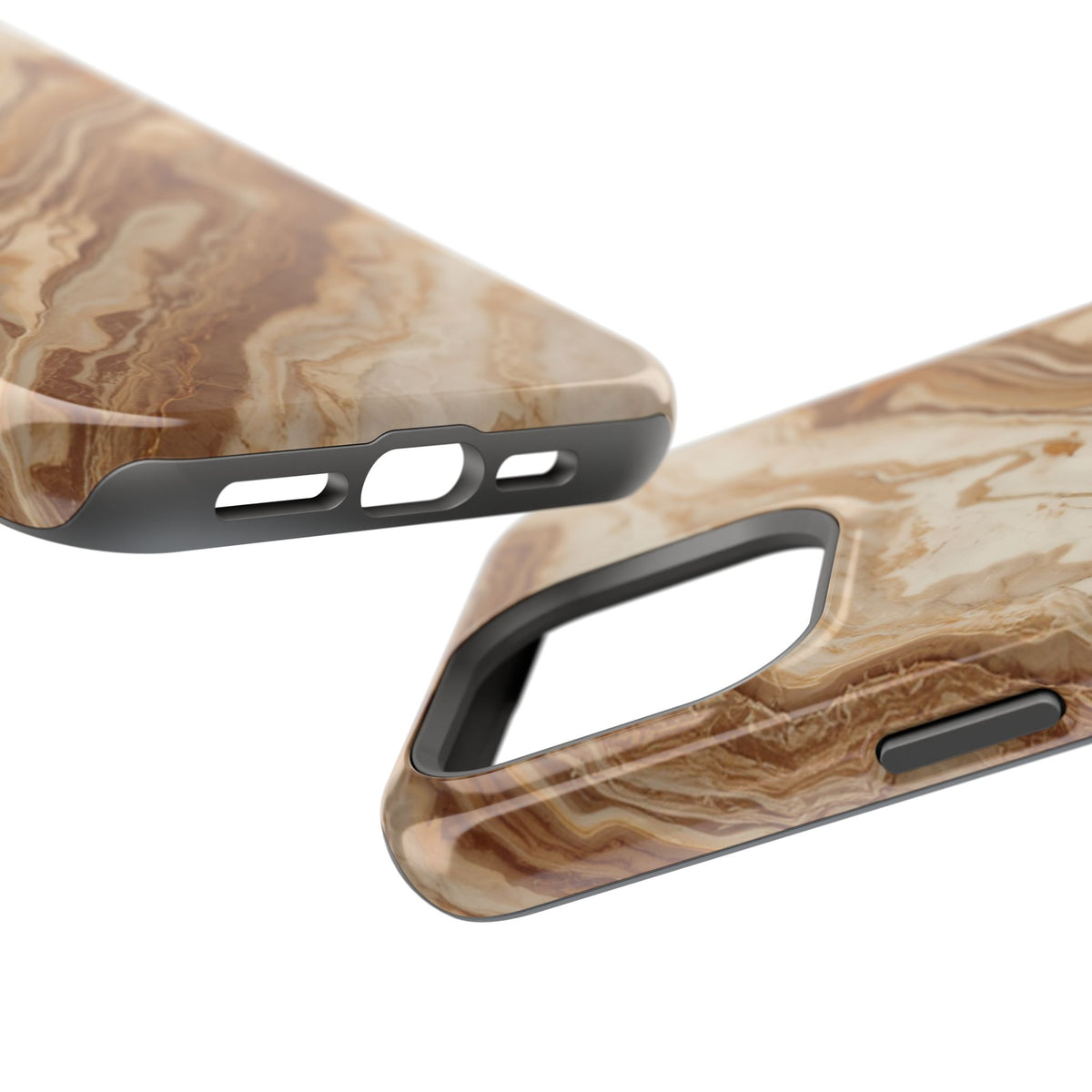 Magnetic Impact-Resistant Phone Case — Brown Marble Protective Cover