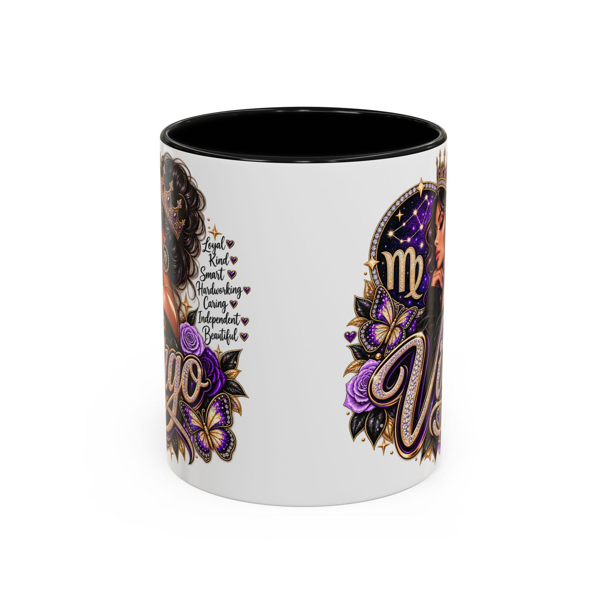 Virgo Zodiac Accent Coffee Mug — Purple Crowned Virgo Astrology Gift (11/15oz)
