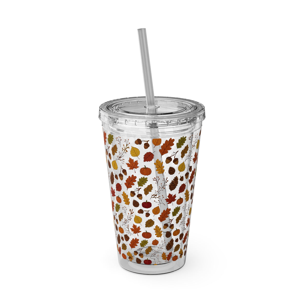 Autumn Leaves 16oz Tumbler with Straw – Fall Floral Insulated Cup