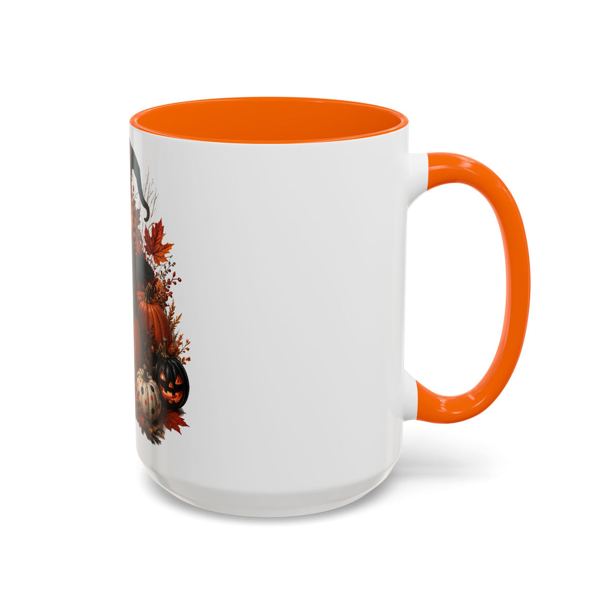 Halloween Black Cat Pumpkin Coffee Mug – Autumn Witch Hat Accent Mug (11/15oz)