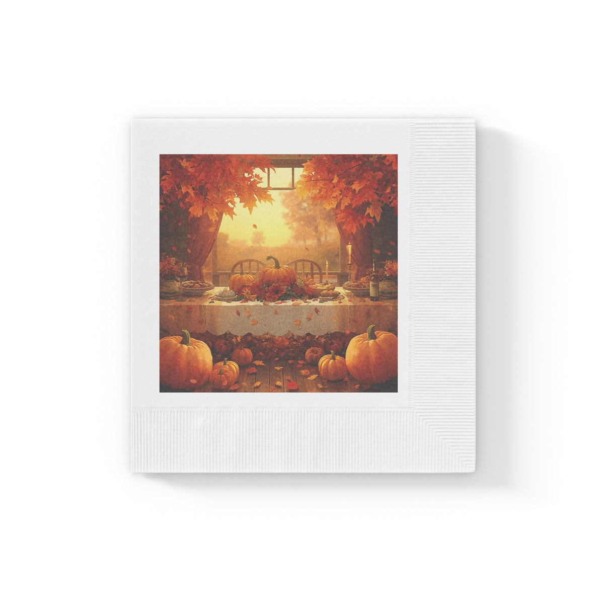 Autumn Harvest Cocktail Napkins — Pumpkin & Fall Table Scene