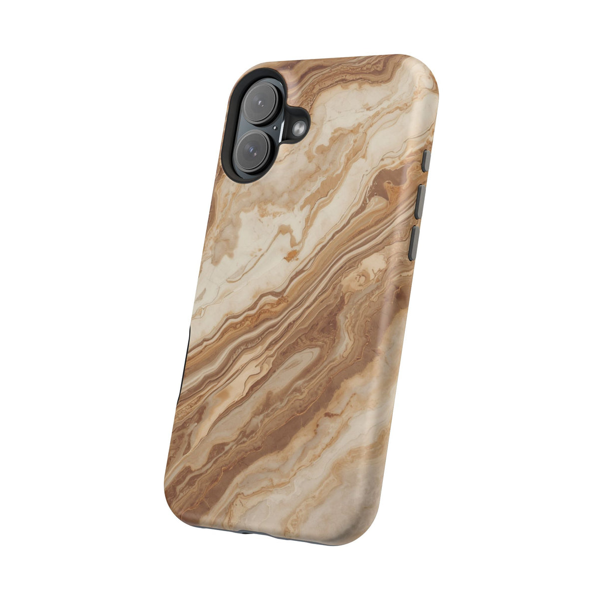 Magnetic Impact-Resistant Phone Case — Brown Marble Protective Cover