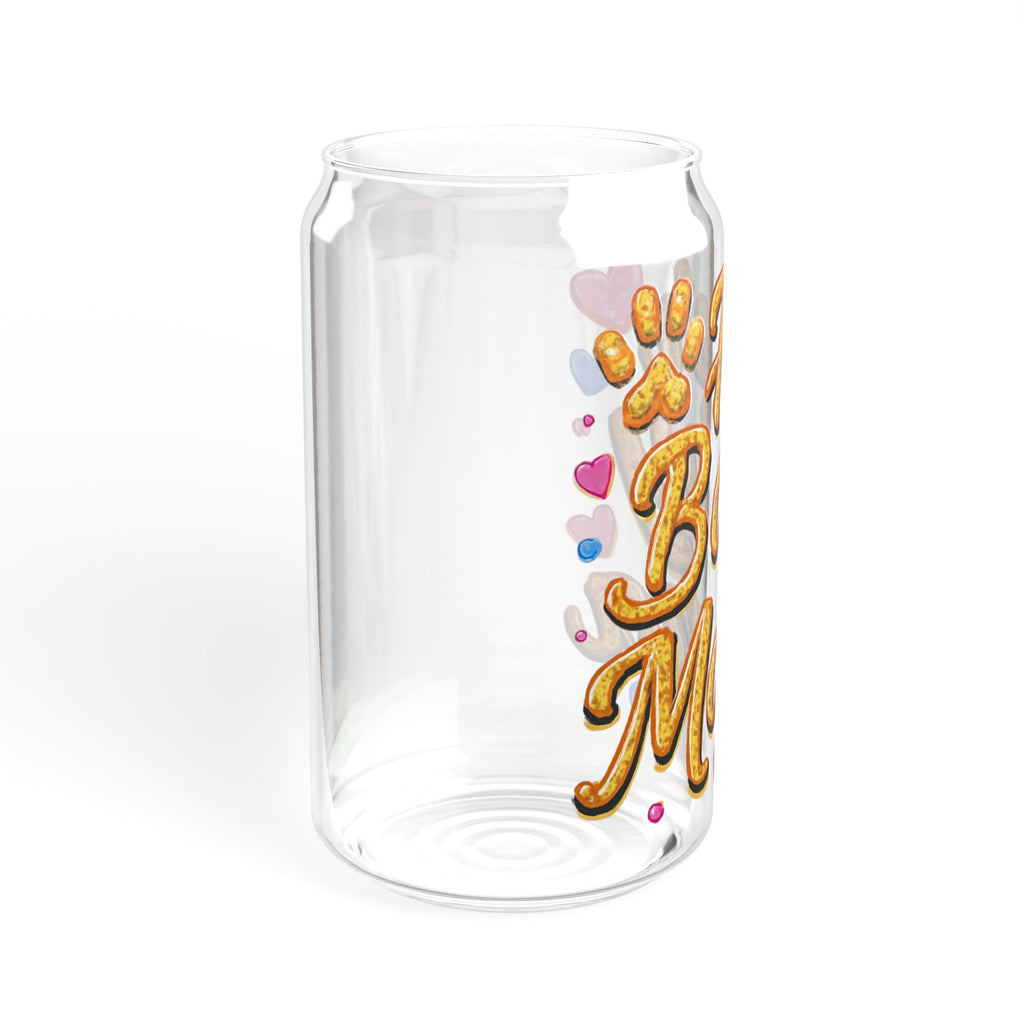 Fur Baby Mama 16oz Sipper Glass – Cute Pawprint Pet Mom Drink Jar