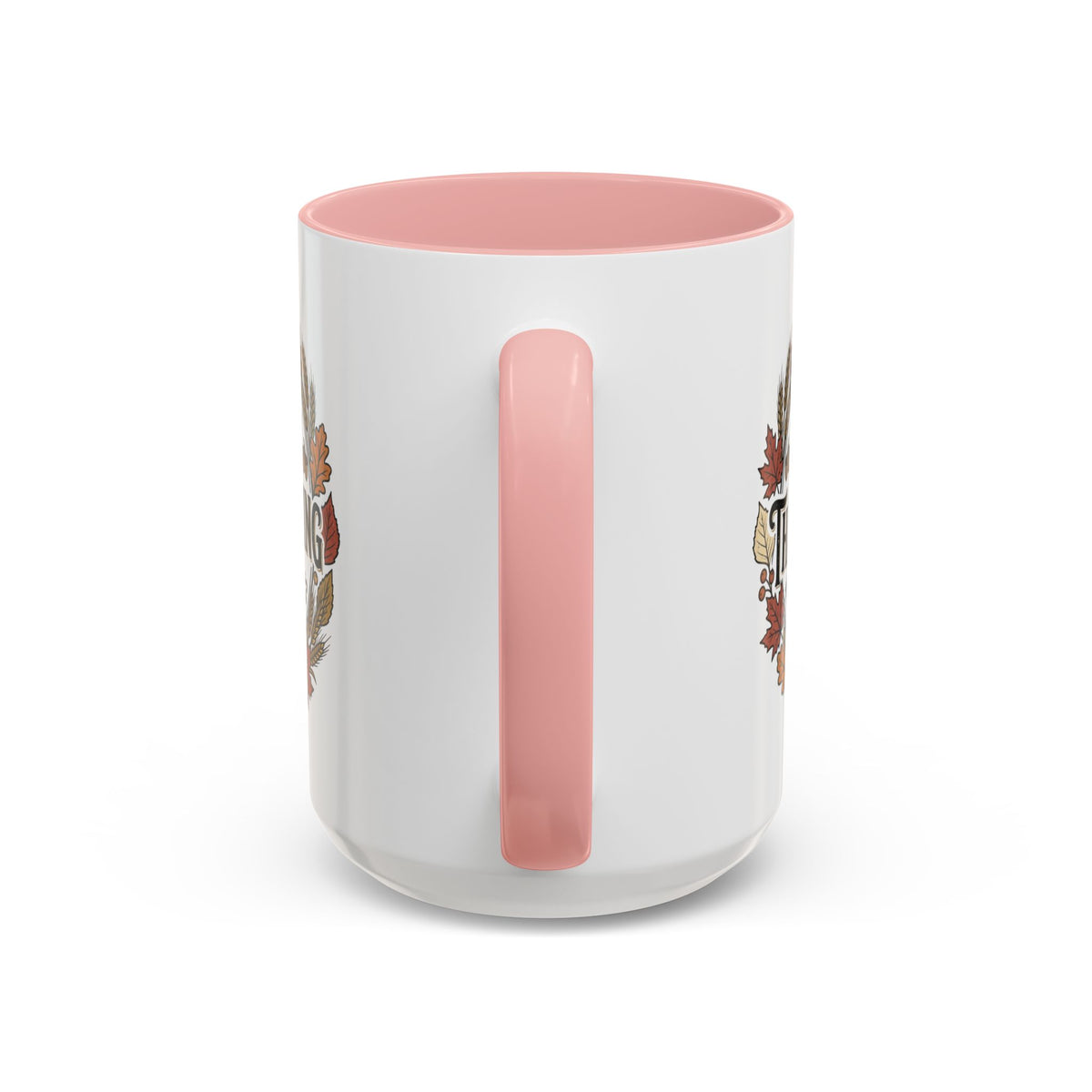 Happy Thanksgiving Accent Coffee Mug — "Harvest Blessings" Fall Pumpkin Wreath (11/15 oz)
