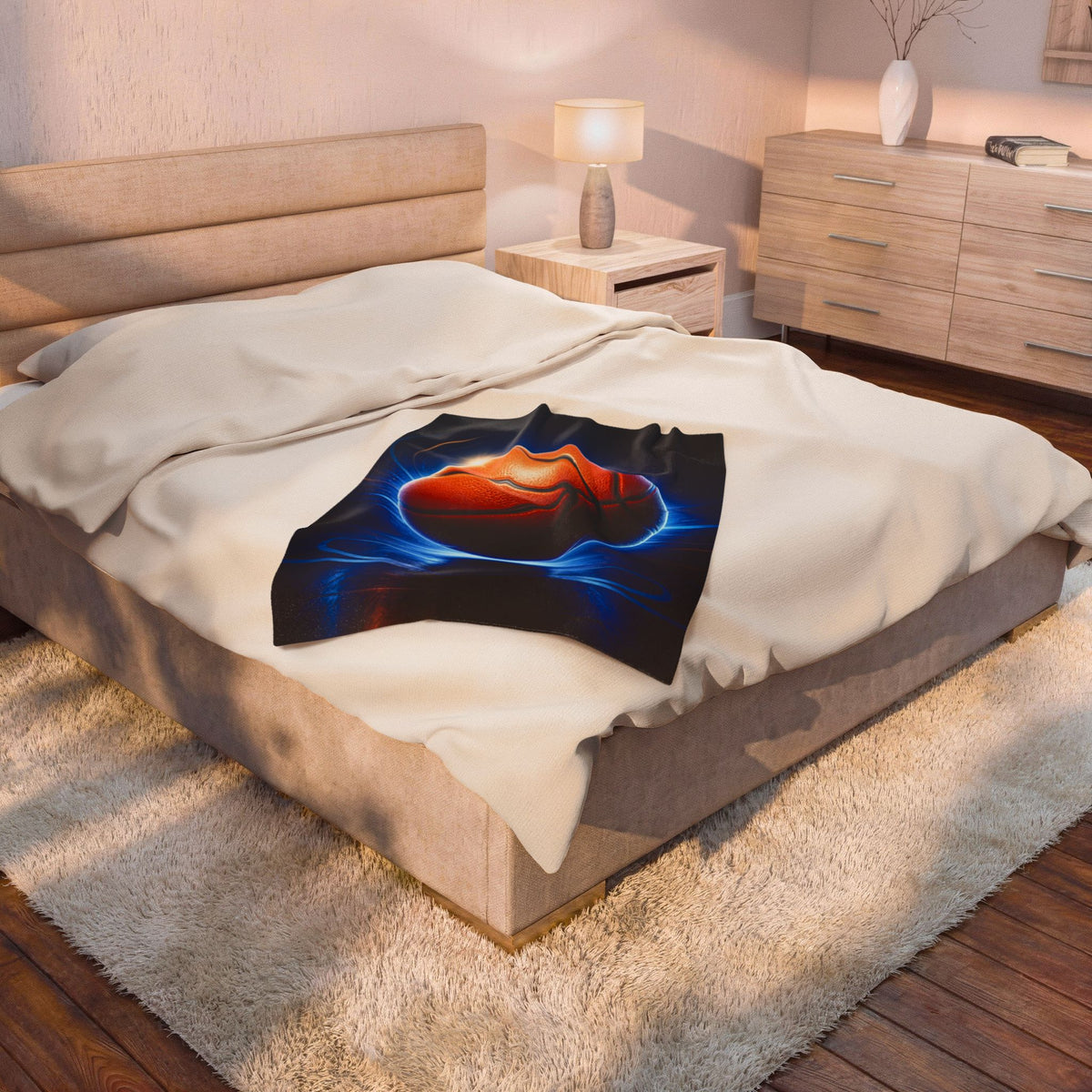 Basketball Glow Velveteen Plush Blanket — Soft Sports Throw for Fans & Players