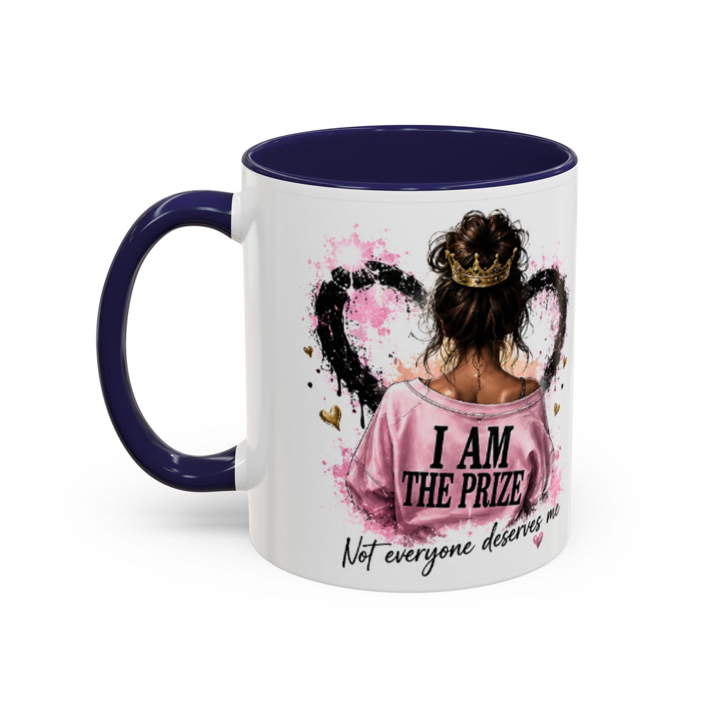 Accent Coffee Mug — "I Am The Prize" Floral Heart Design (11/15oz)