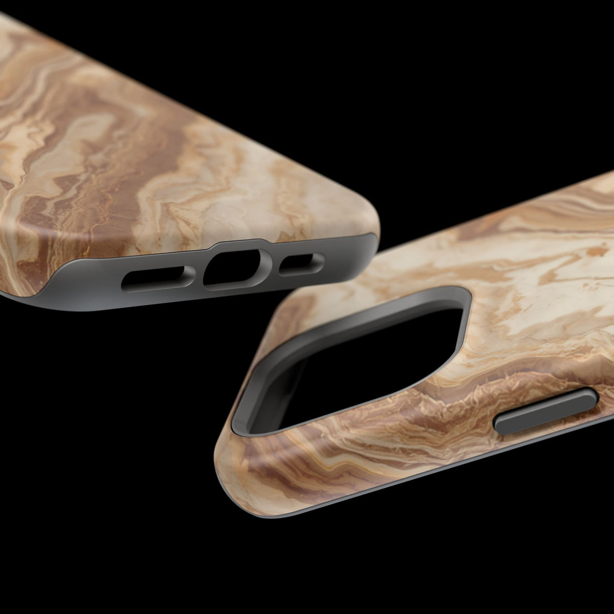 Magnetic Impact-Resistant Phone Case — Brown Marble Protective Cover