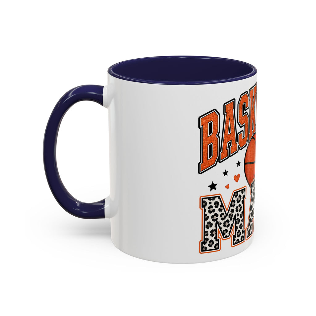Basketball Mama Accent Coffee Mug – Leopard Print Hoop Mom Gift (11/15oz)