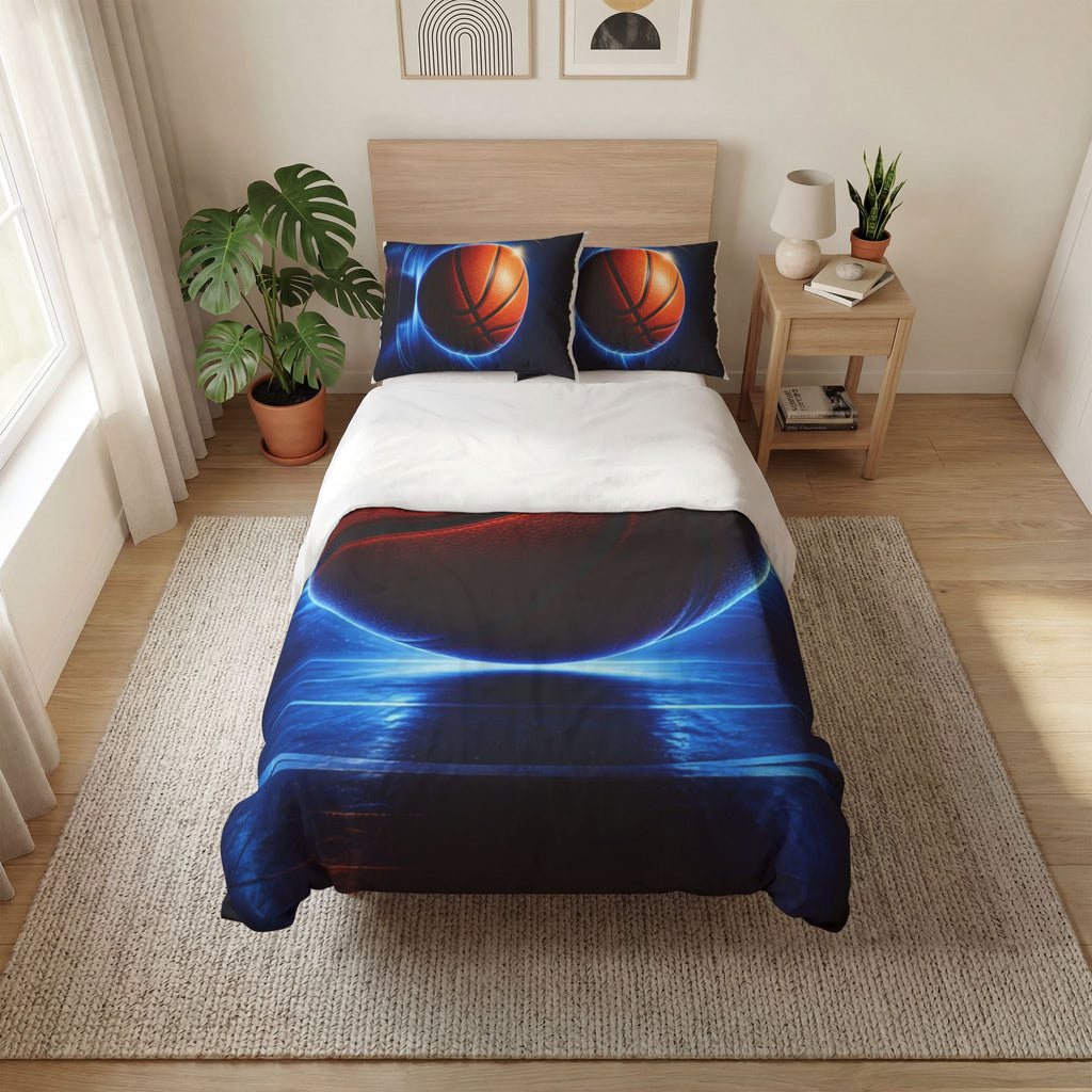 Basketball Bedding Set – Glow Basketball Quilt Cover & 2 Pillowcases