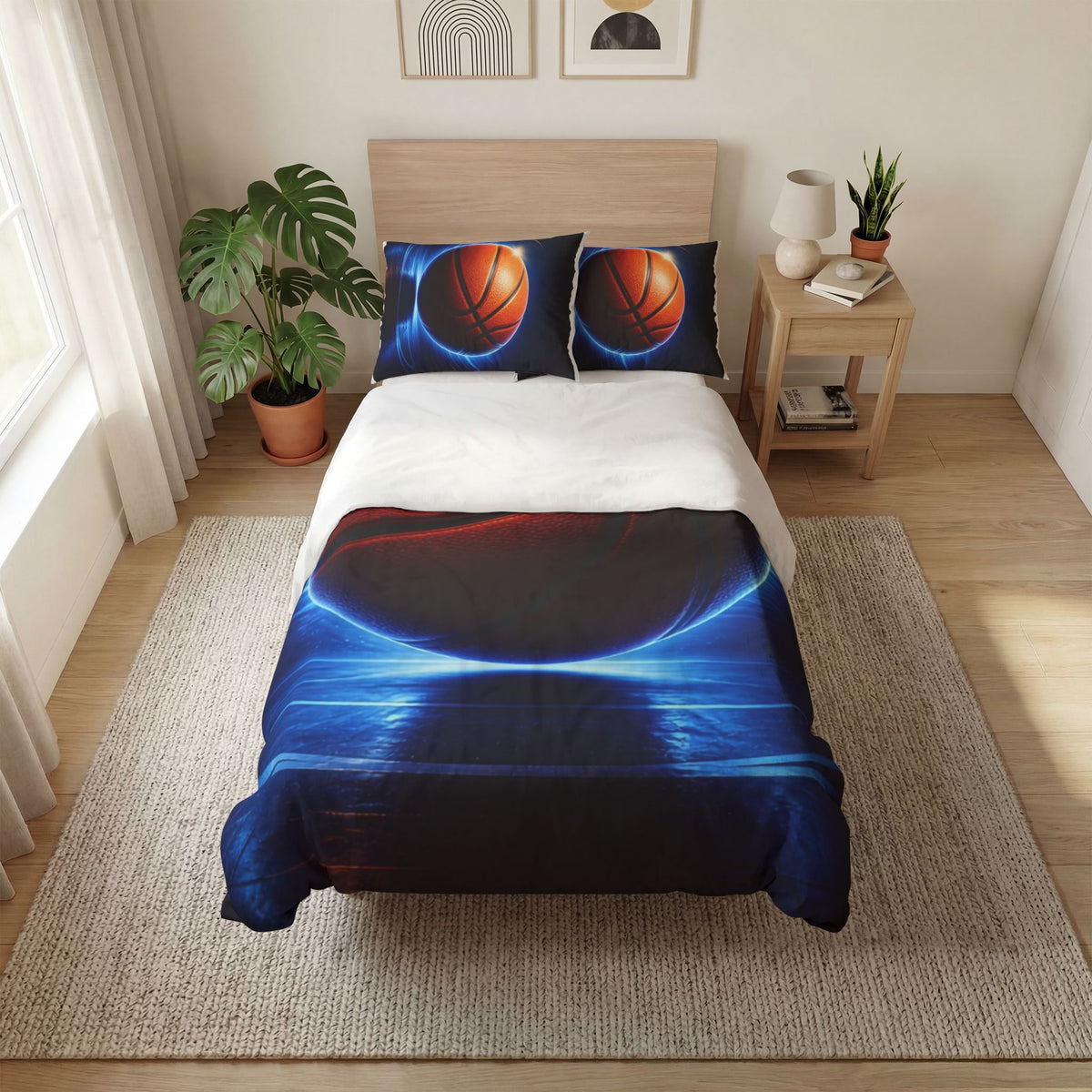 Basketball Bedding Set – Glow Basketball Quilt Cover & 2 Pillowcases
