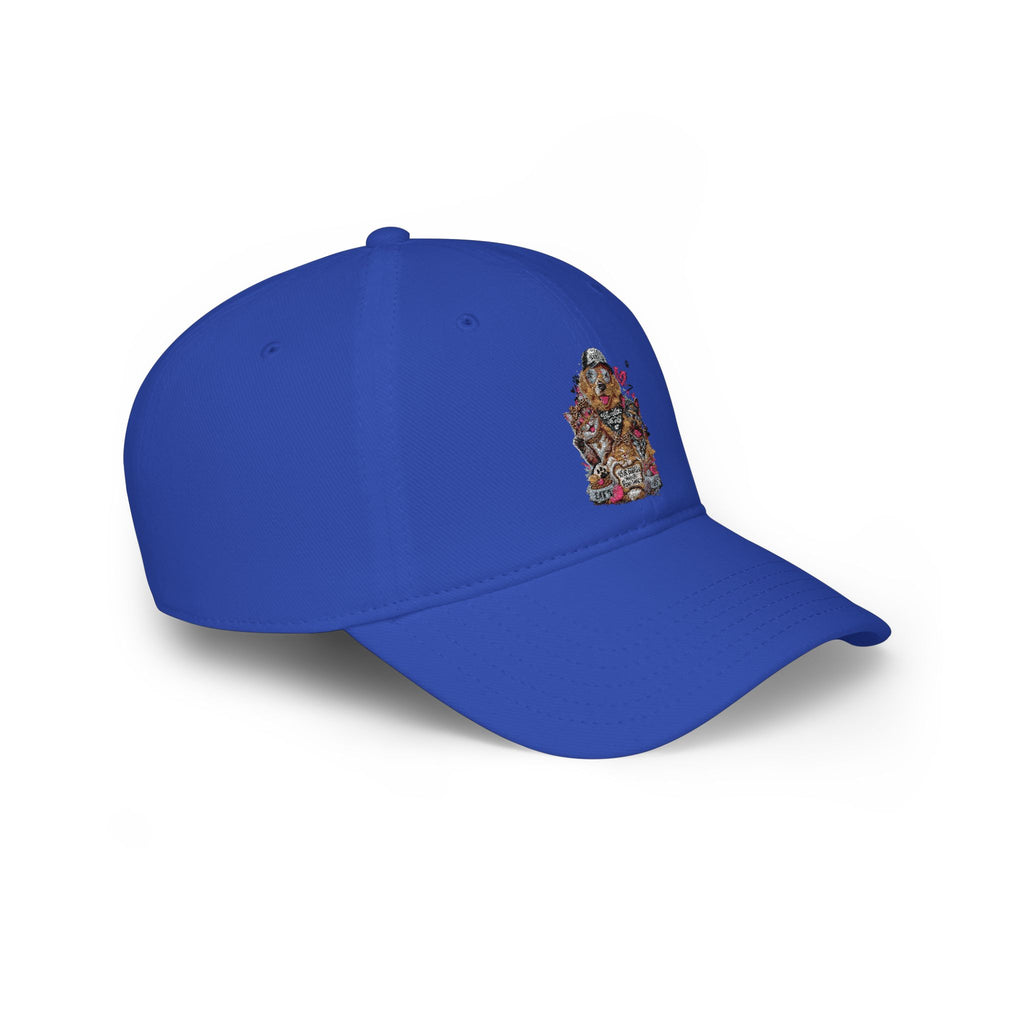 Red Puppy Pile Baseball Cap — Cute Dog Stack Embroidered Low Profile Hat