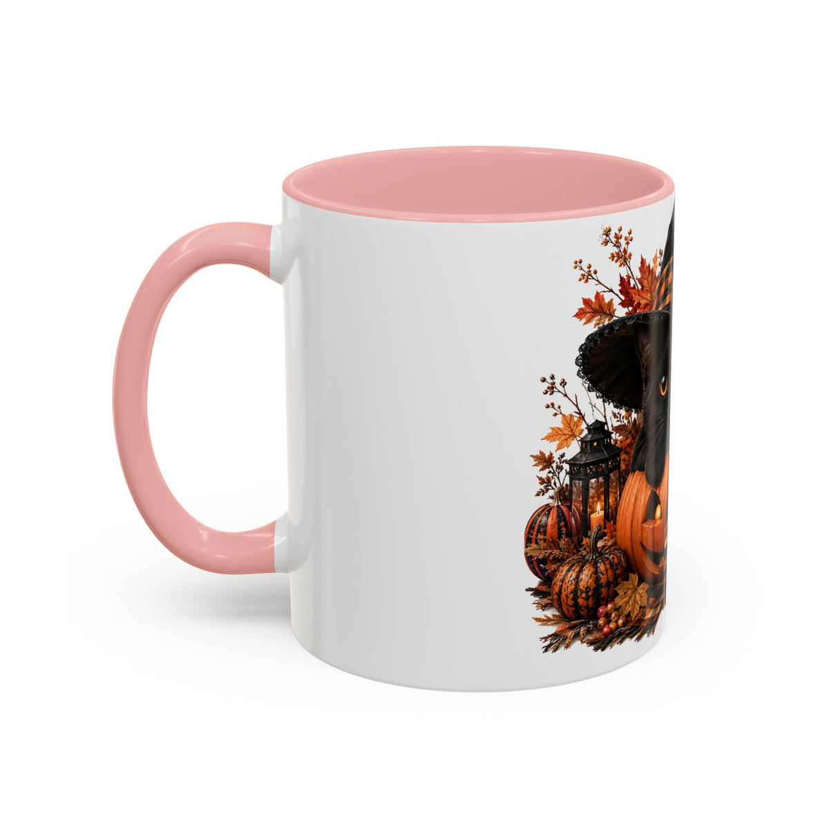 Halloween Black Cat Pumpkin Coffee Mug – Autumn Witch Hat Accent Mug (11/15oz)