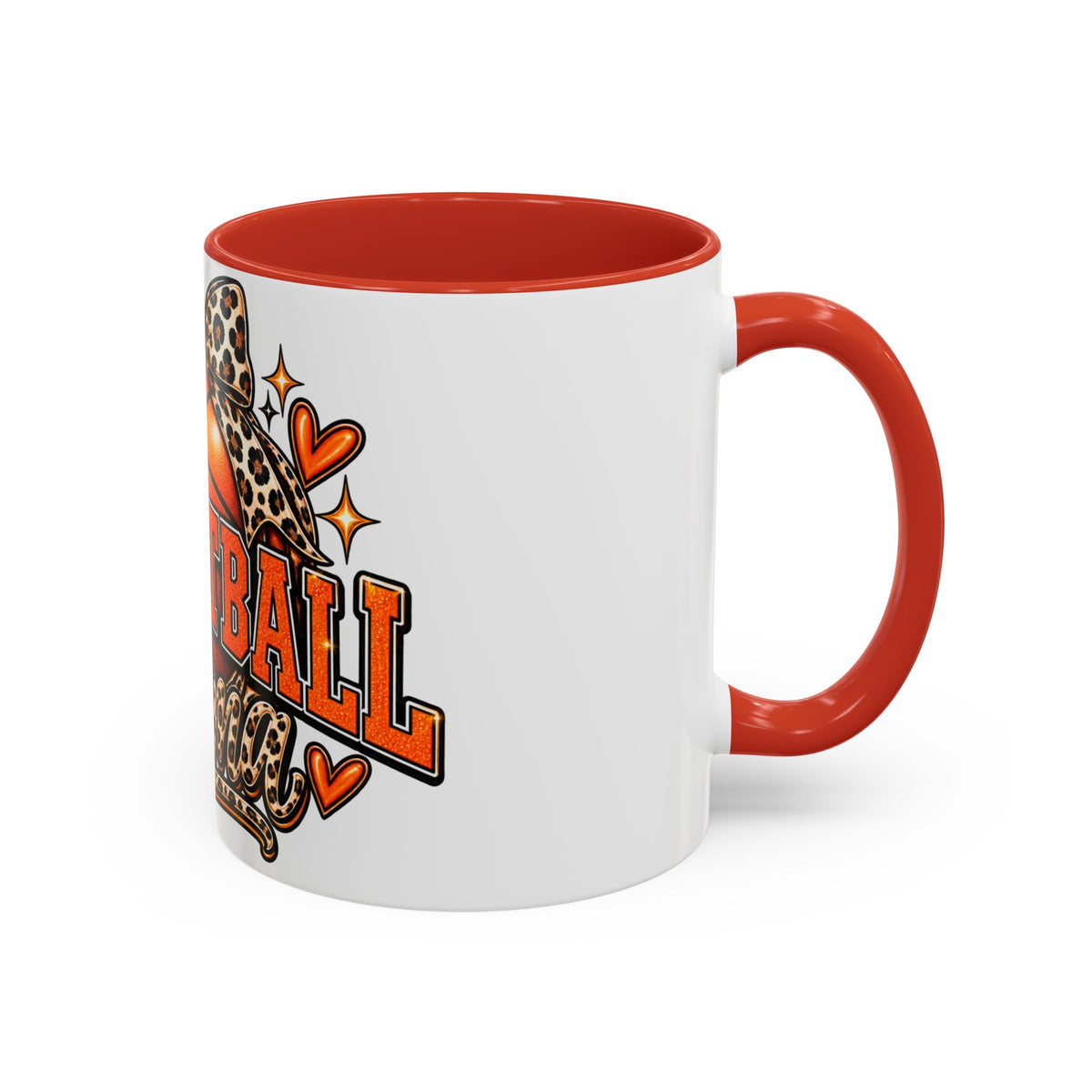Basketball Mama Accent Coffee Mug – Leopard Bow Basketball Mom Gift (11/15oz)