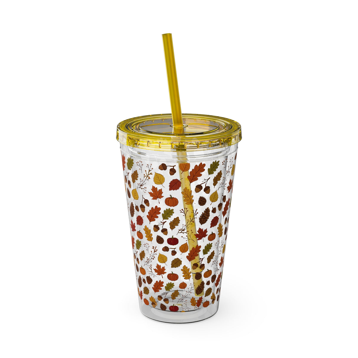 Autumn Leaves 16oz Tumbler with Straw – Fall Floral Insulated Cup