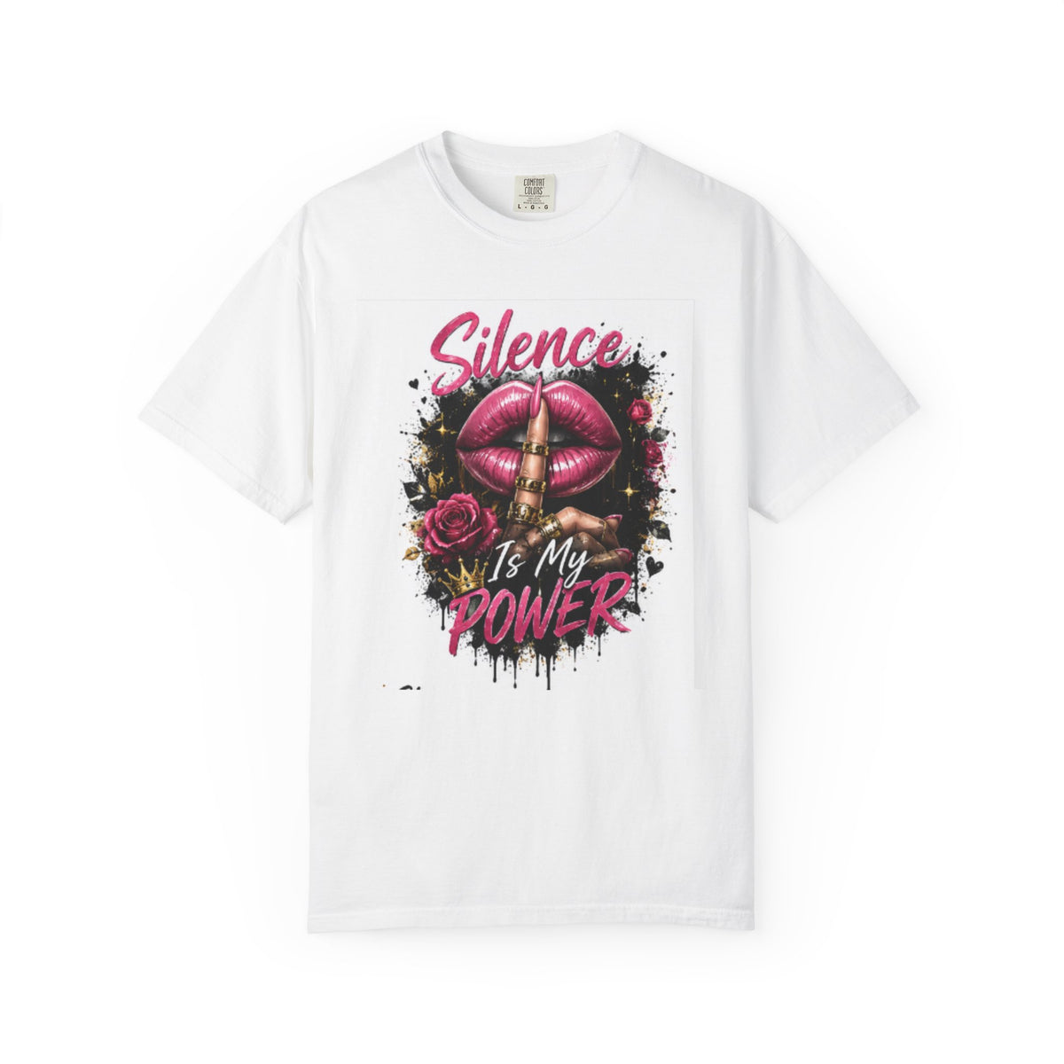 Silence Is My Power T-Shirt — Graphic Lip & Rose Statement Tee