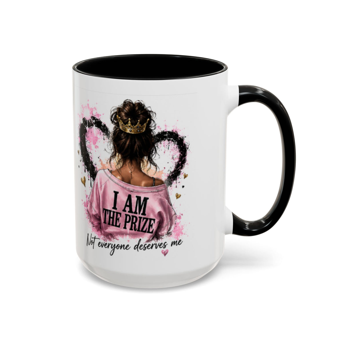 Accent Coffee Mug — "I Am The Prize" Floral Heart Design (11/15oz)