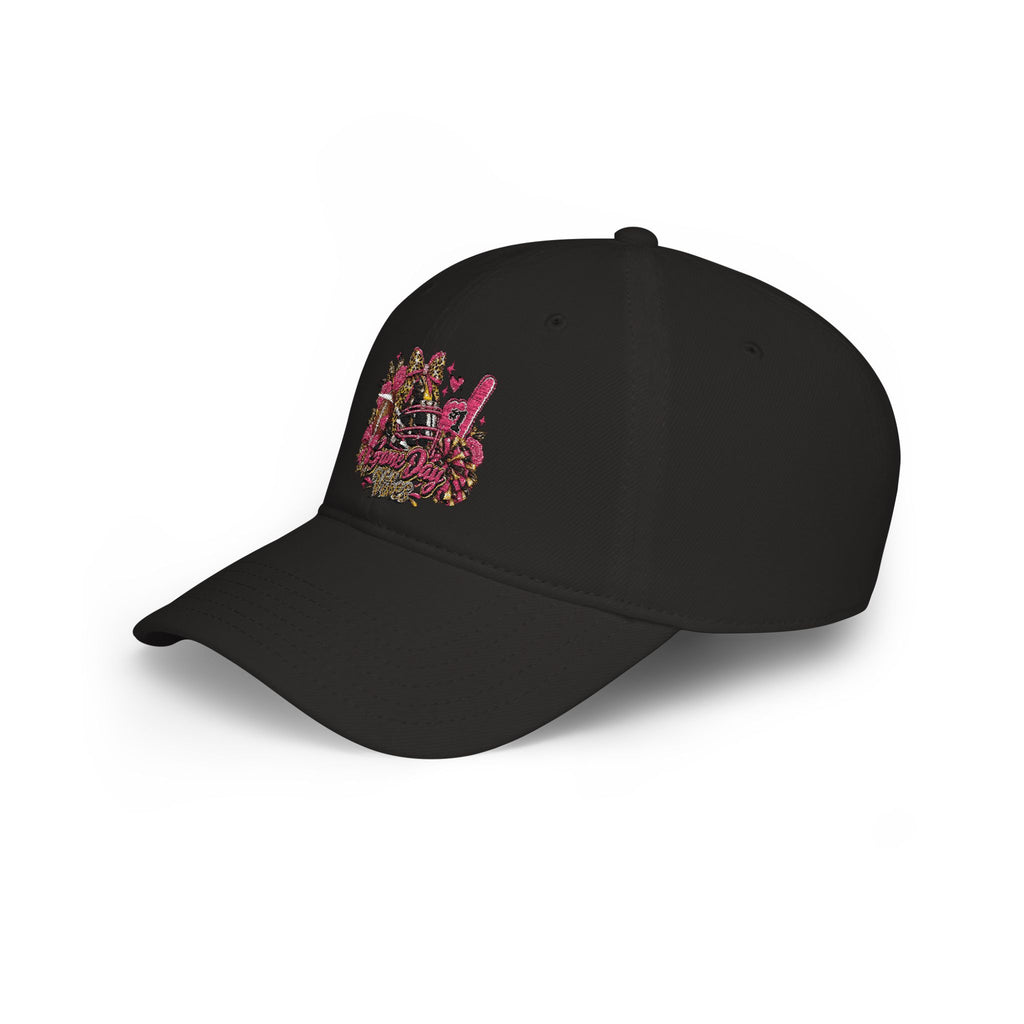 Red Floral Rhinestone Guitar Cap — Low Profile Baseball Hat for Music Lovers