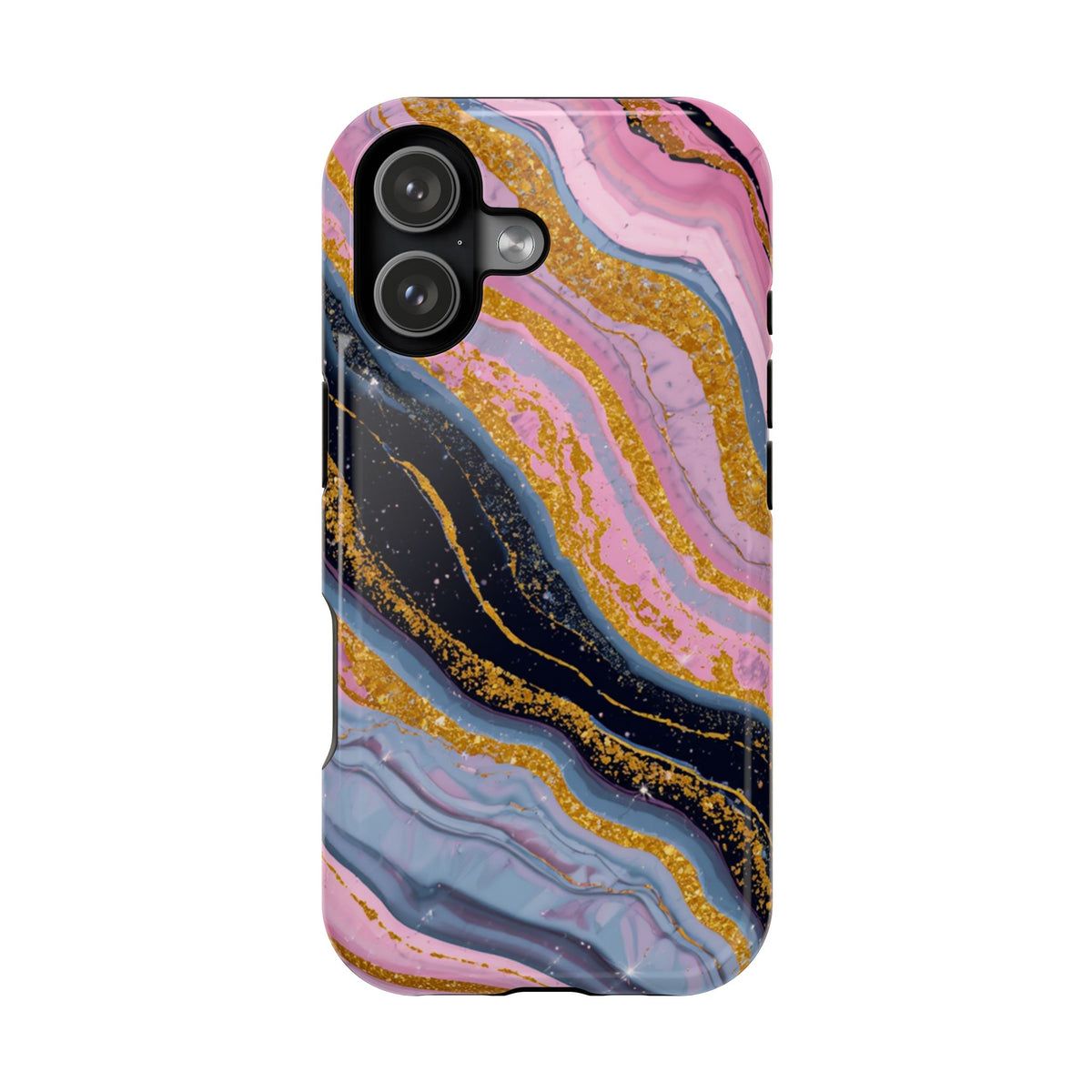 Marbled Pink & Gold Magnetic Phone Case — Impact-Resistant Protective Cover