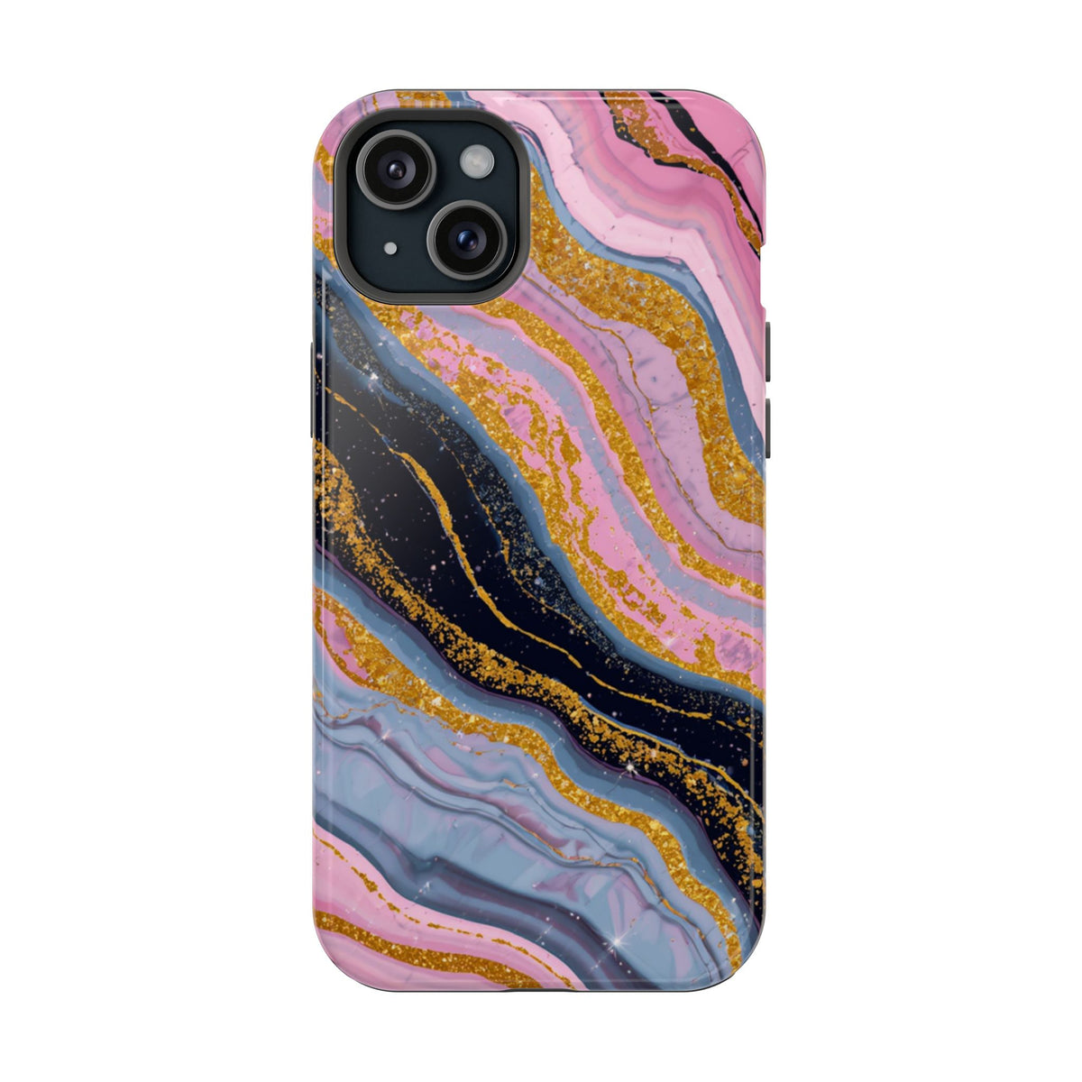 Marbled Pink & Gold Magnetic Phone Case — Impact-Resistant Protective Cover