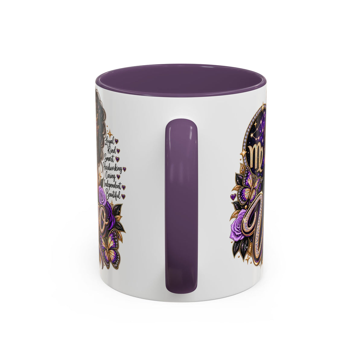 Virgo Zodiac Accent Coffee Mug — Purple Crowned Virgo Astrology Gift (11/15oz)
