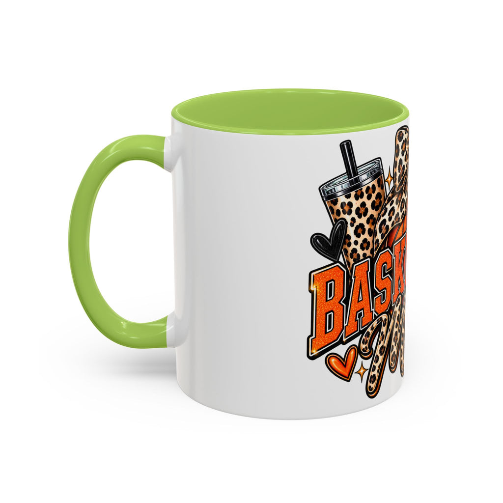Basketball Mama Accent Coffee Mug – Leopard Bow Basketball Mom Gift (11/15oz)
