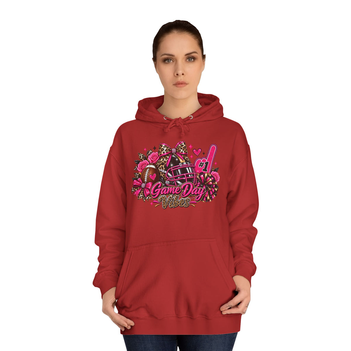 Game Day Cheer Hoodie — Pink Football Floral Design