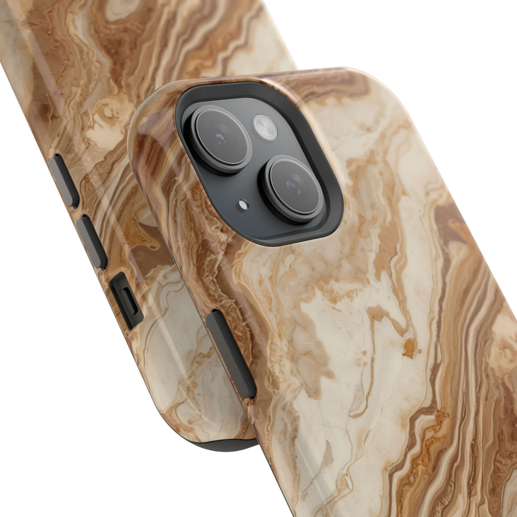 Magnetic Impact-Resistant Phone Case — Brown Marble Protective Cover