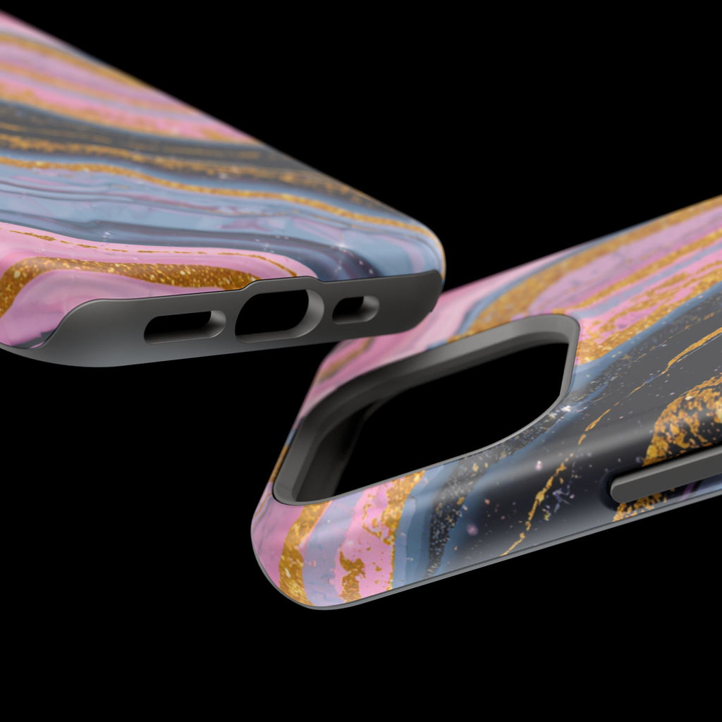 Marbled Pink & Gold Magnetic Phone Case — Impact-Resistant Protective Cover