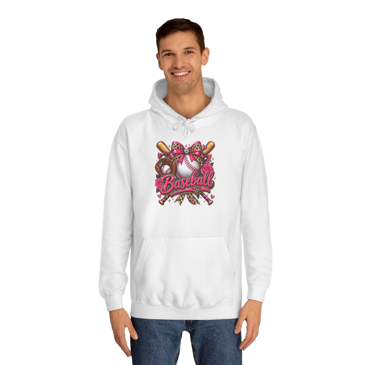 Baseball Heart Graphic Hoodie – Pink Softball/Baseball Team Pullover