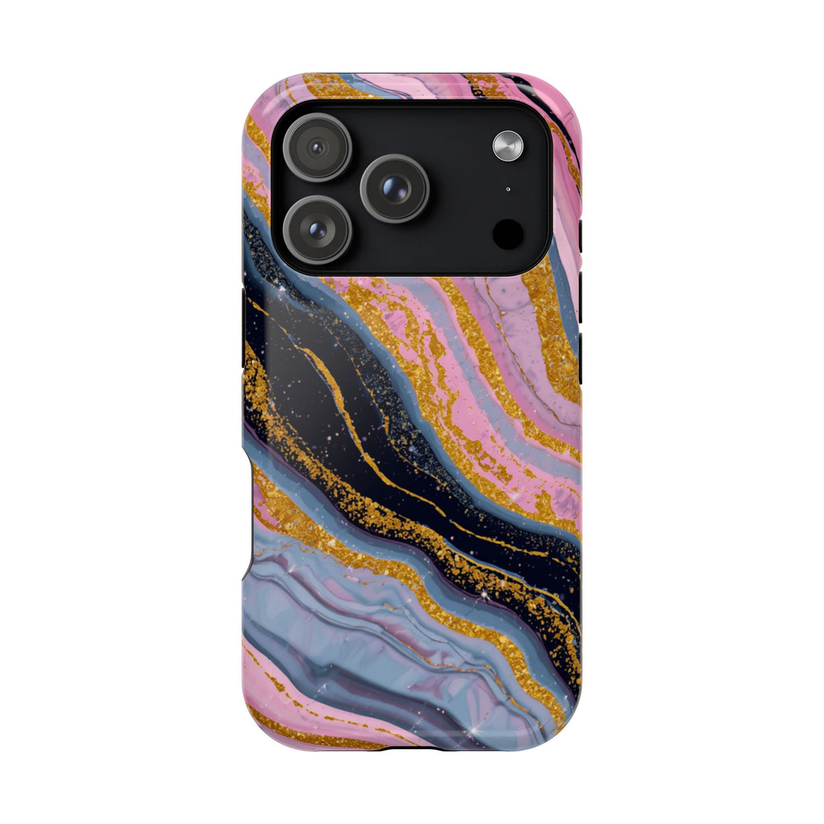 Marbled Pink & Gold Magnetic Phone Case — Impact-Resistant Protective Cover