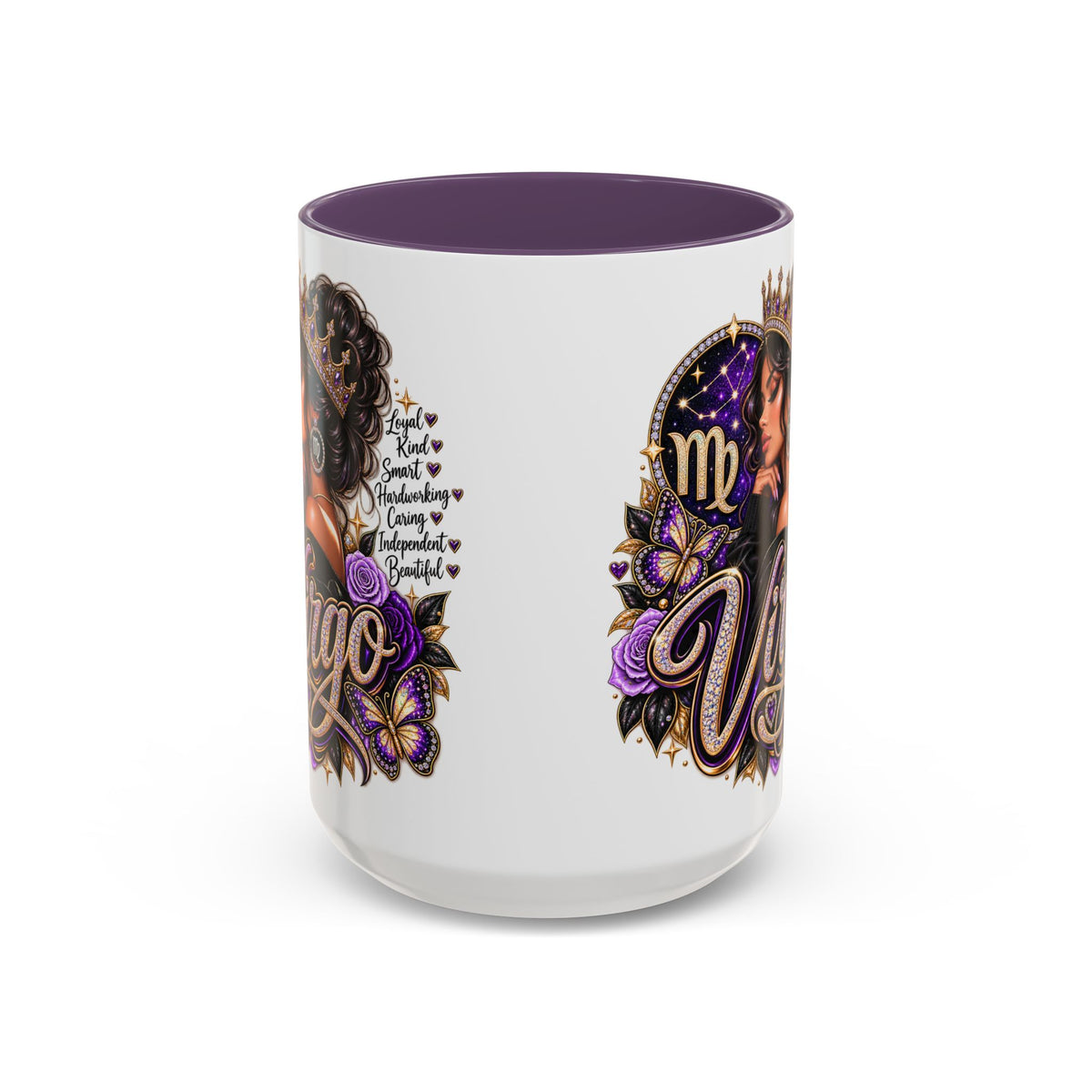 Virgo Zodiac Accent Coffee Mug — Purple Crowned Virgo Astrology Gift (11/15oz)