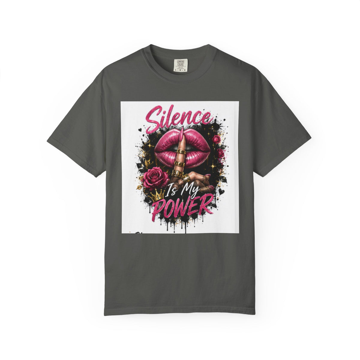 Silence Is My Power T-Shirt — Graphic Lip & Rose Statement Tee