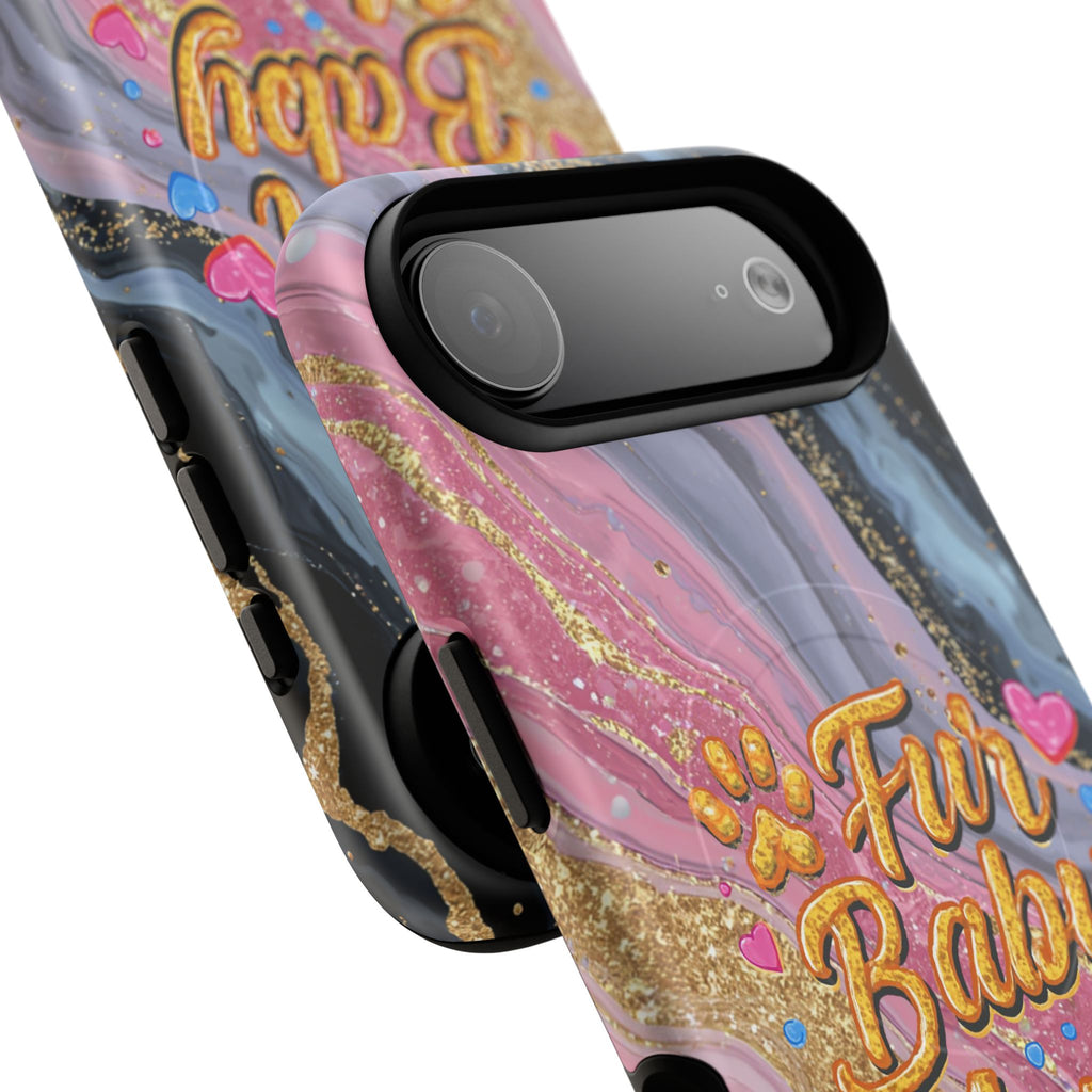 Phone Case — “Fur Baby Mama” Pink Marble Tough Magnetic Case