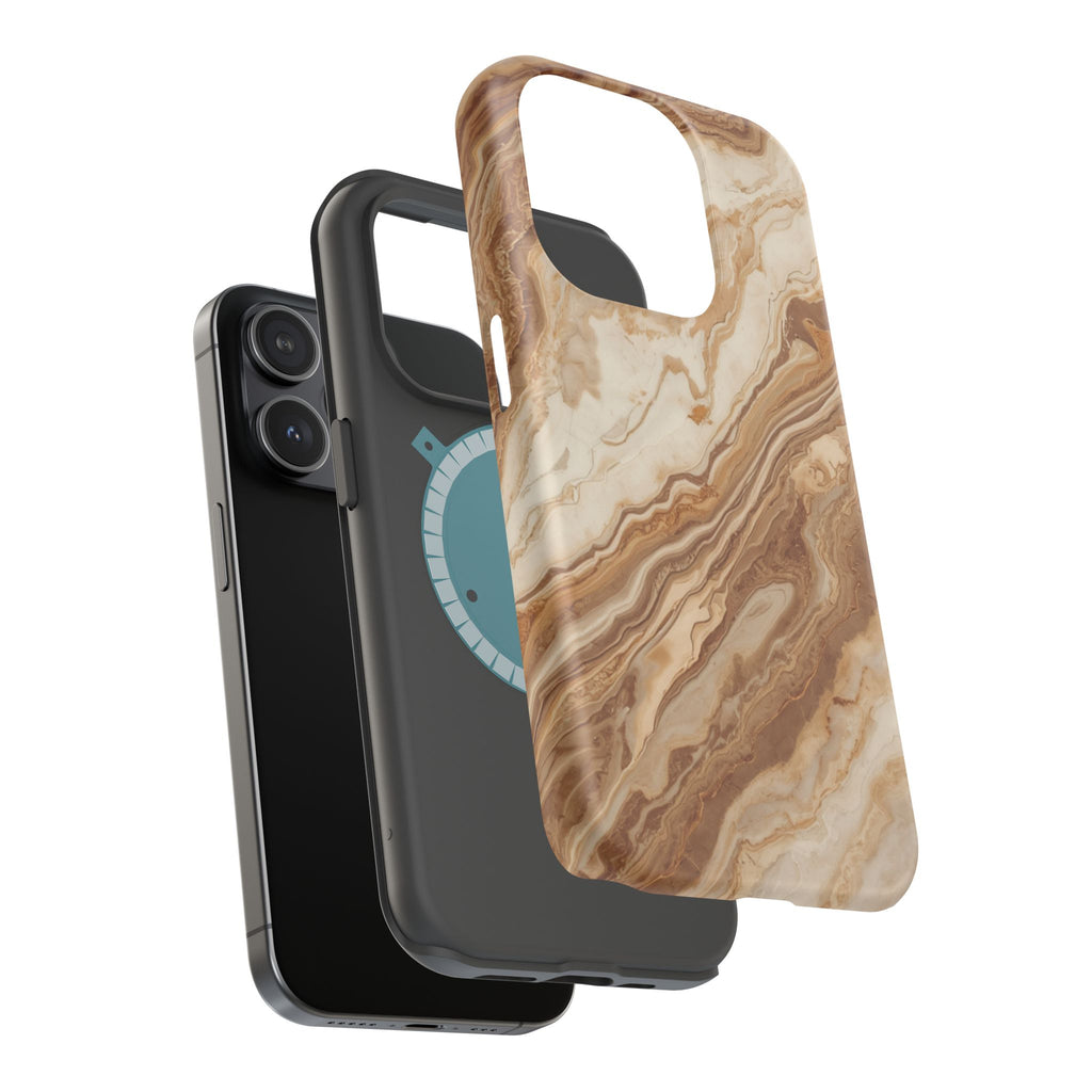 Magnetic Impact-Resistant Phone Case — Brown Marble Protective Cover