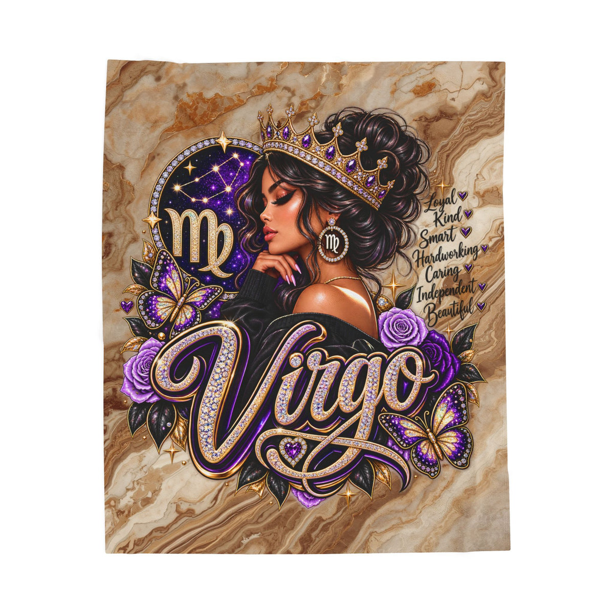 Virgo Zodiac Velveteen Plush Blanket — Astrology Sign Gift with 'Virgo' Script