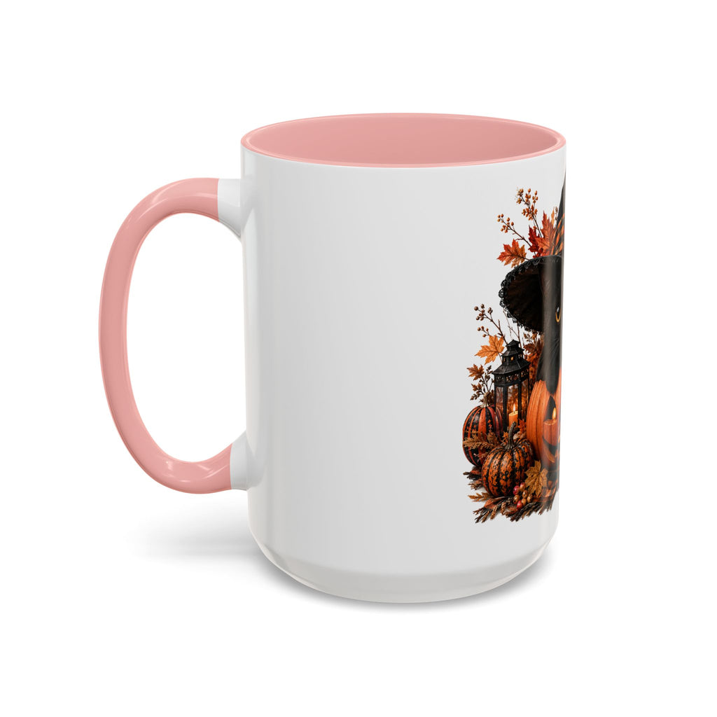 Halloween Black Cat Pumpkin Coffee Mug – Autumn Witch Hat Accent Mug (11/15oz)