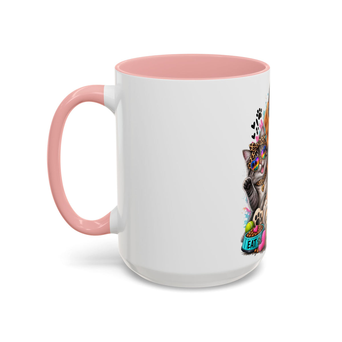Coffee Mug — "Life is Better with Pets" Colorful Dog & Cat Paw-some Design (11/15 oz)