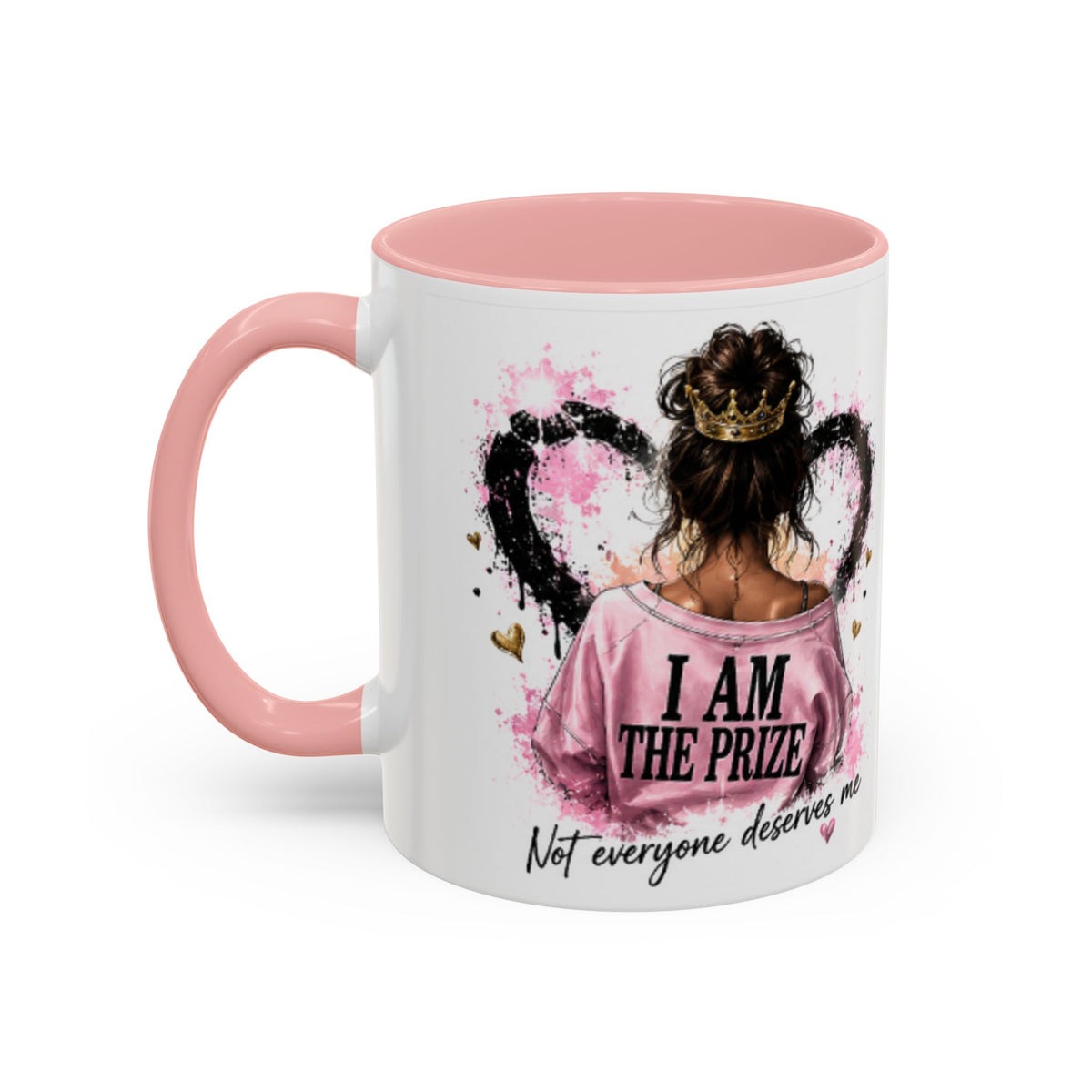 Accent Coffee Mug — "I Am The Prize" Floral Heart Design (11/15oz)