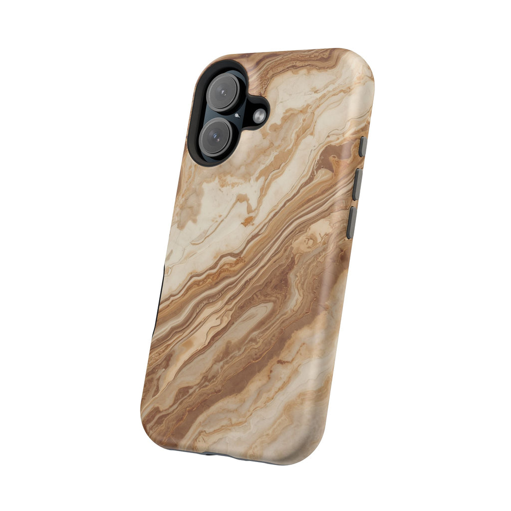 Magnetic Impact-Resistant Phone Case — Brown Marble Protective Cover