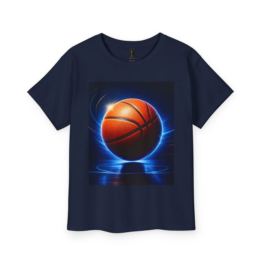 Youth Basketball T‑Shirt – Glowing Hoop Graphic Tee