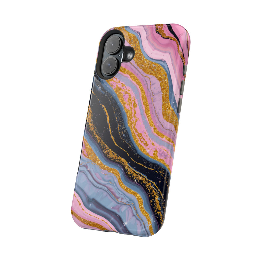 Marbled Pink & Gold Magnetic Phone Case — Impact-Resistant Protective Cover