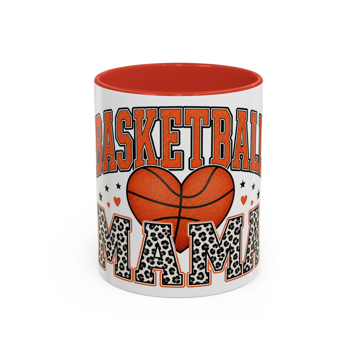 Basketball Mama Accent Coffee Mug – Leopard Print Hoop Mom Gift (11/15oz)