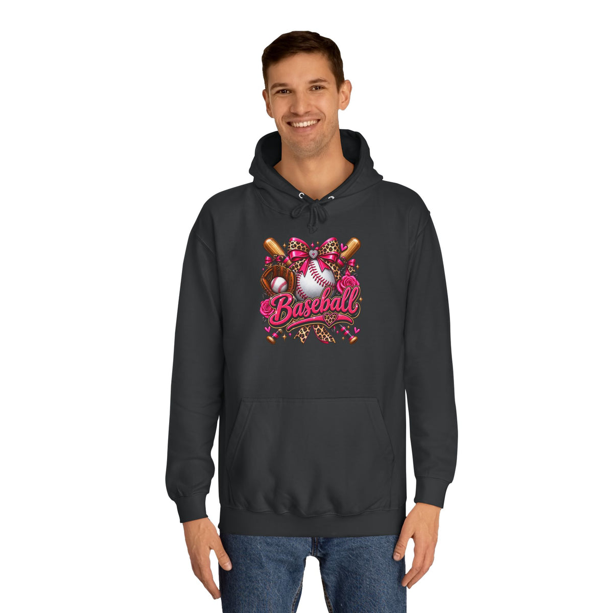 Baseball Heart Graphic Hoodie – Pink Softball/Baseball Team Pullover
