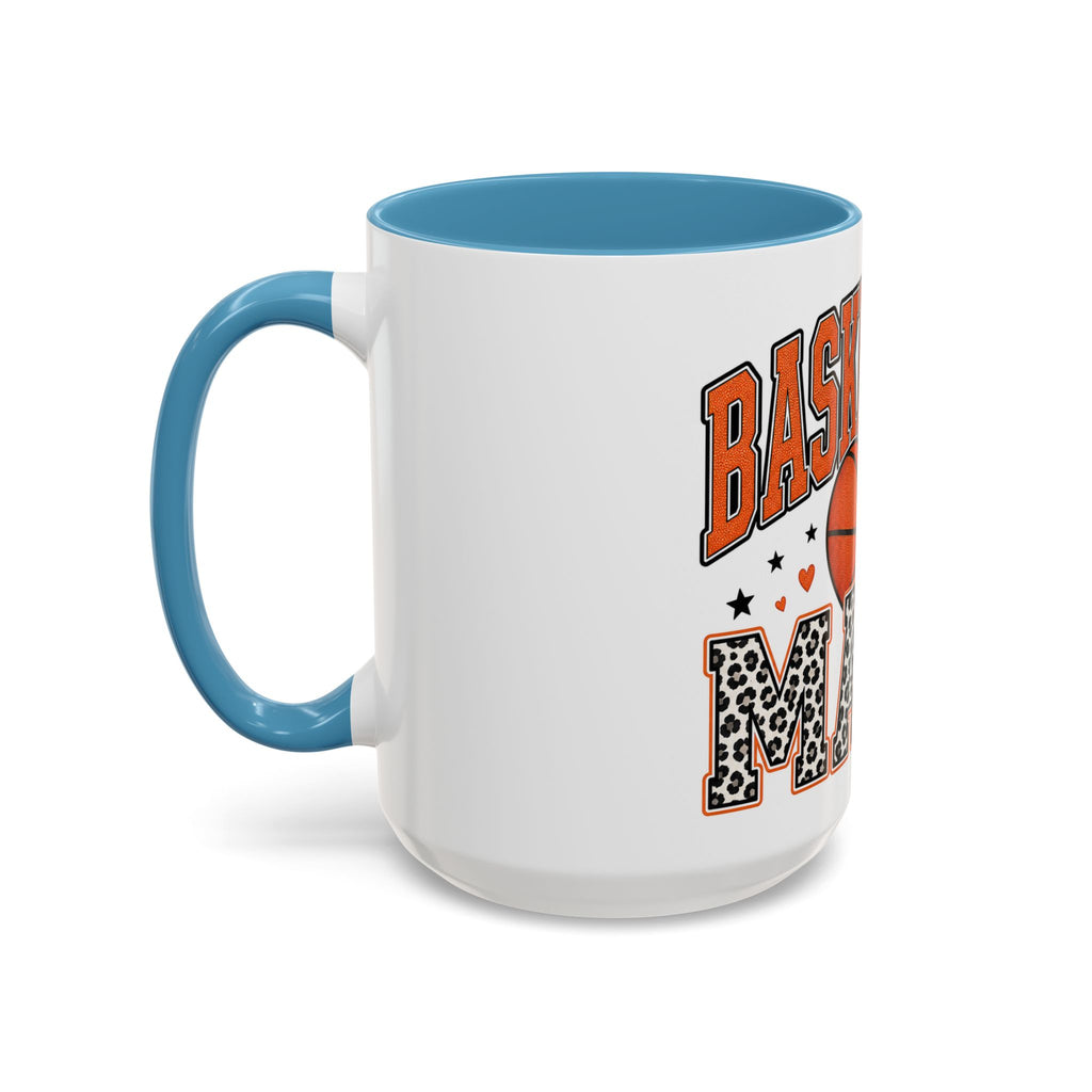 Basketball Mama Accent Coffee Mug – Leopard Print Hoop Mom Gift (11/15oz)