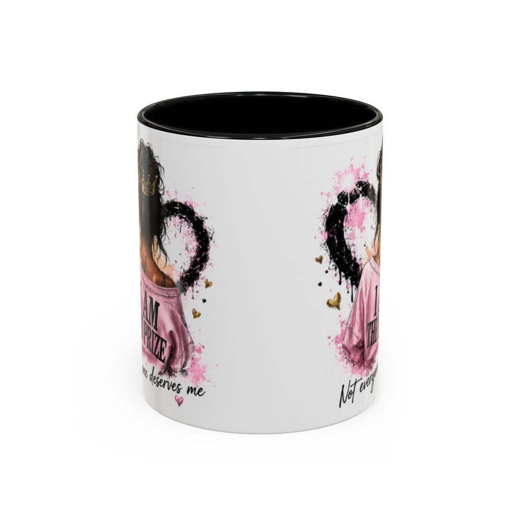 Accent Coffee Mug — "I Am The Prize" Floral Heart Design (11/15oz)