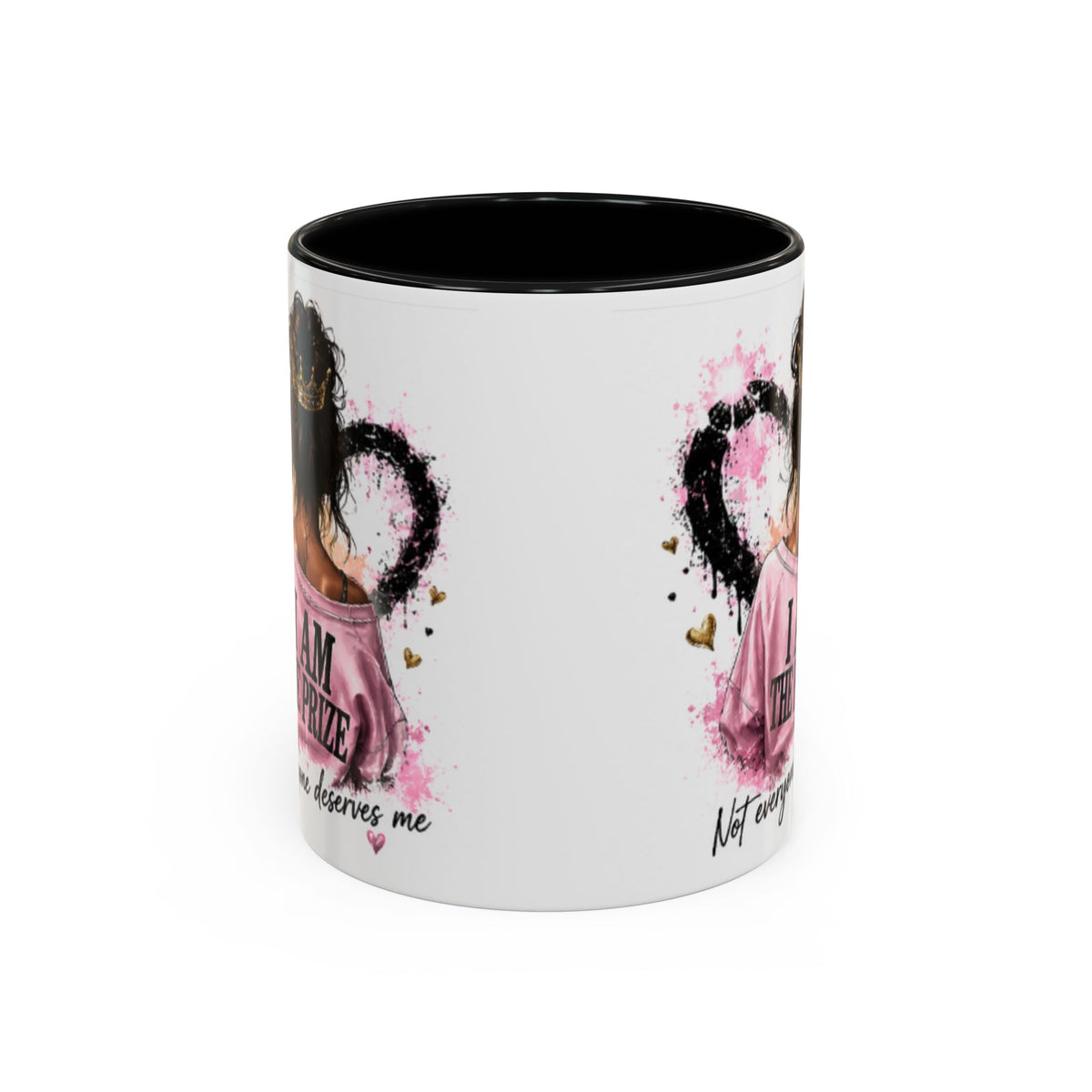 Accent Coffee Mug — "I Am The Prize" Floral Heart Design (11/15oz)